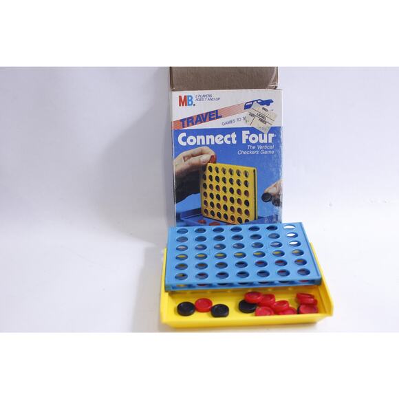 Travel Connect Four, Vertical Checkers Game, 1986, Milton Bradley, Portable, Fun - Picture 1 of 2